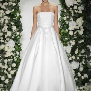 Anne Barge Blue Willow Cloister Strapless Lace Ballgown Wedding Dress Bridal 8